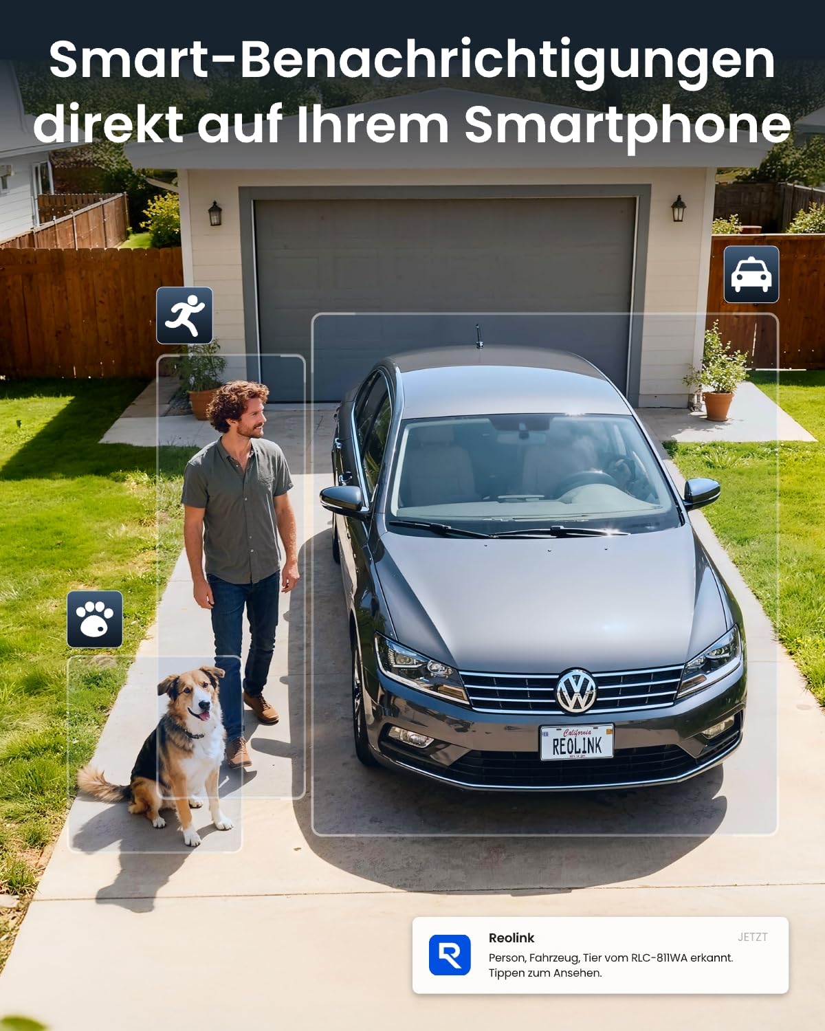 Reolink 4K 8MP Wi-Fi 6 Überwachungskamera Aussen mit 5X Optischem Zoom, Reibungsloser Fernzugriff mit H.265-Aufzeichnung, Farbnachtsicht, Intelligente Erkennung, 2-Wege-Audio, IP67, RLC-811WA