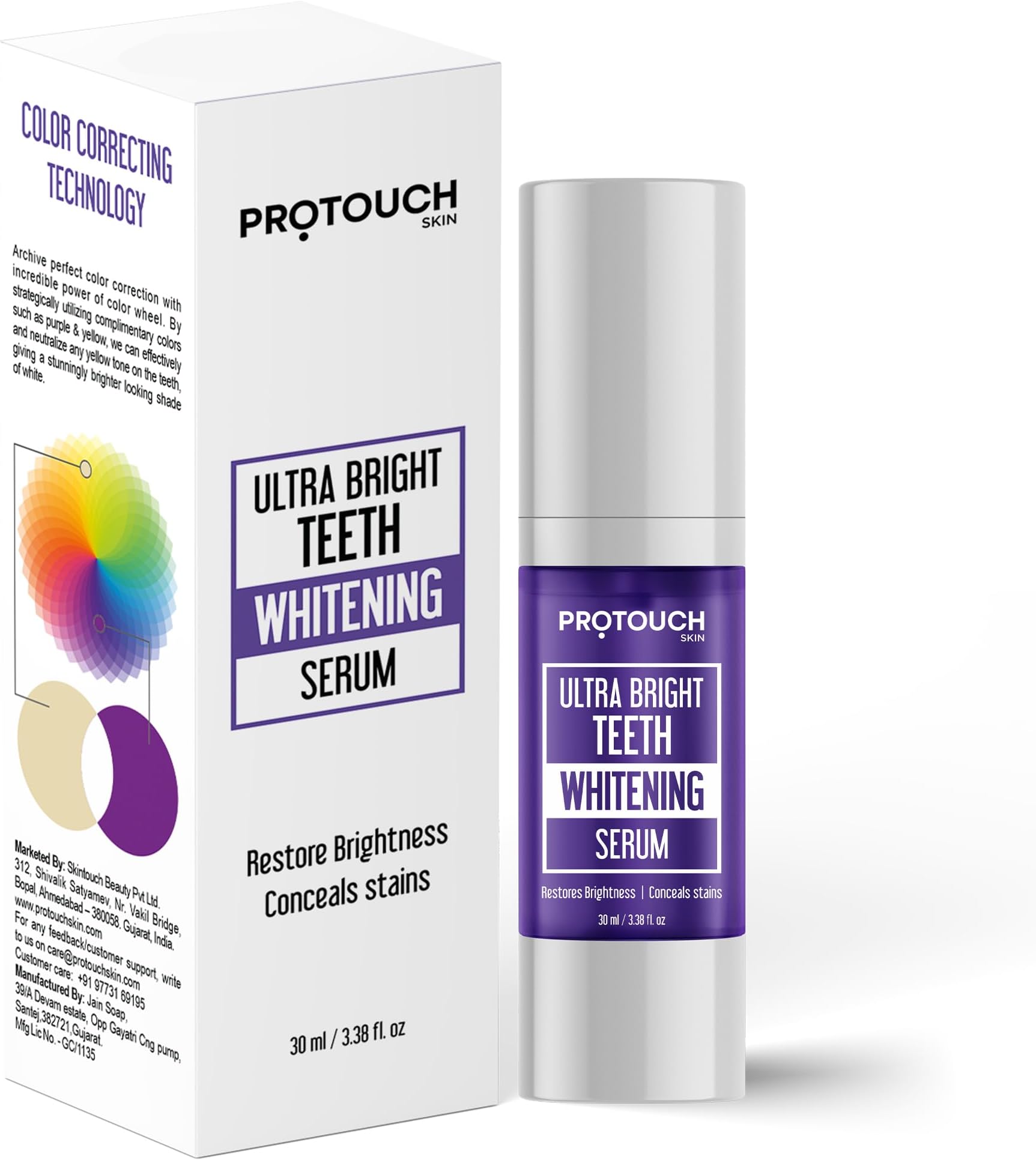 Ultra Bright Teeth Whitening Serum | Colour Corrector for Teeth | Purple Toothpaste for Teeth Whitening | Tooth Stain Removal | Enamel Safe & Effective Teeth Whitener | 30 ml
