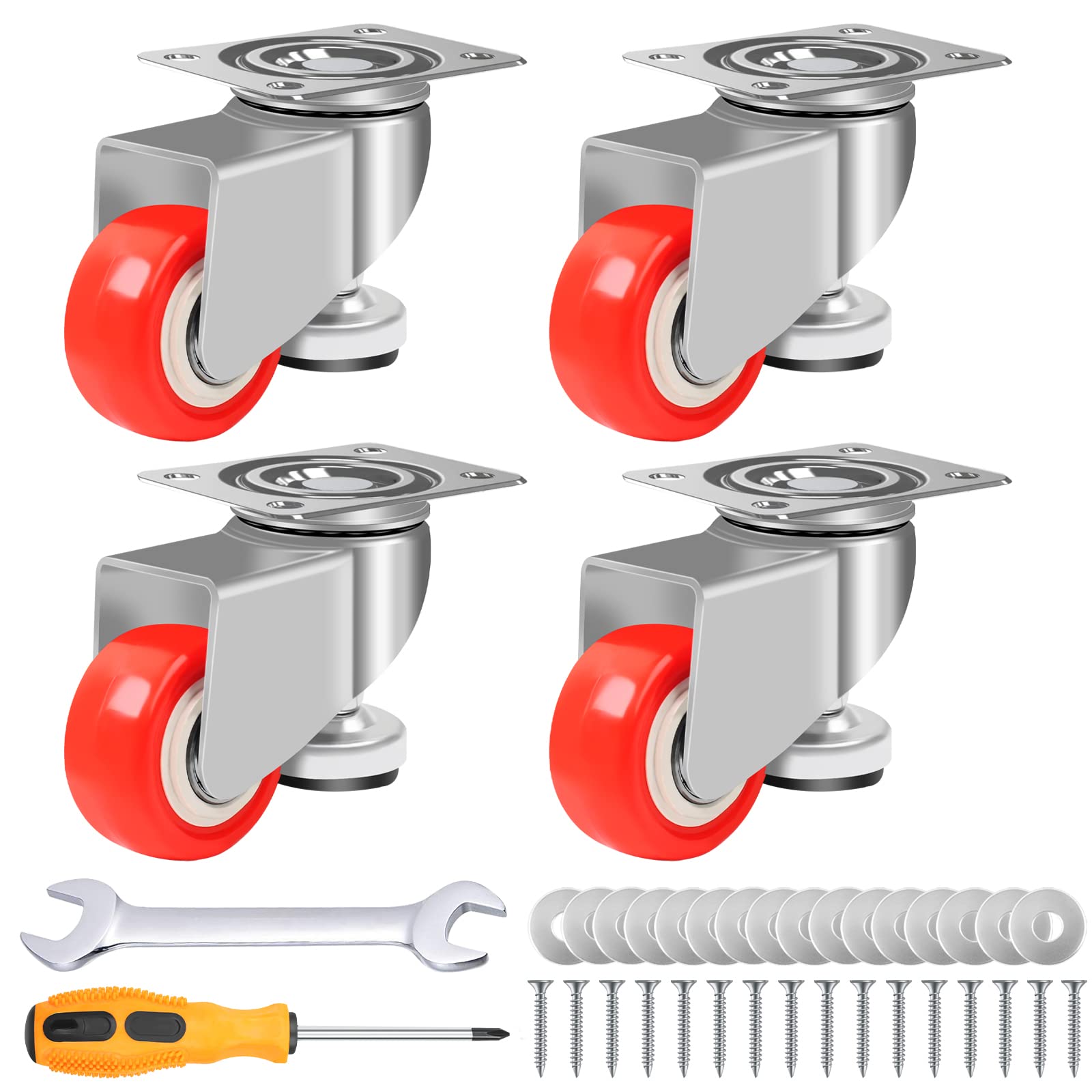 4 Ruote Girevoli Per Mobili Con Stelo Filettato - Nylon Resistente Per Carichi Pesanti Fino A 600kg - Foto 11