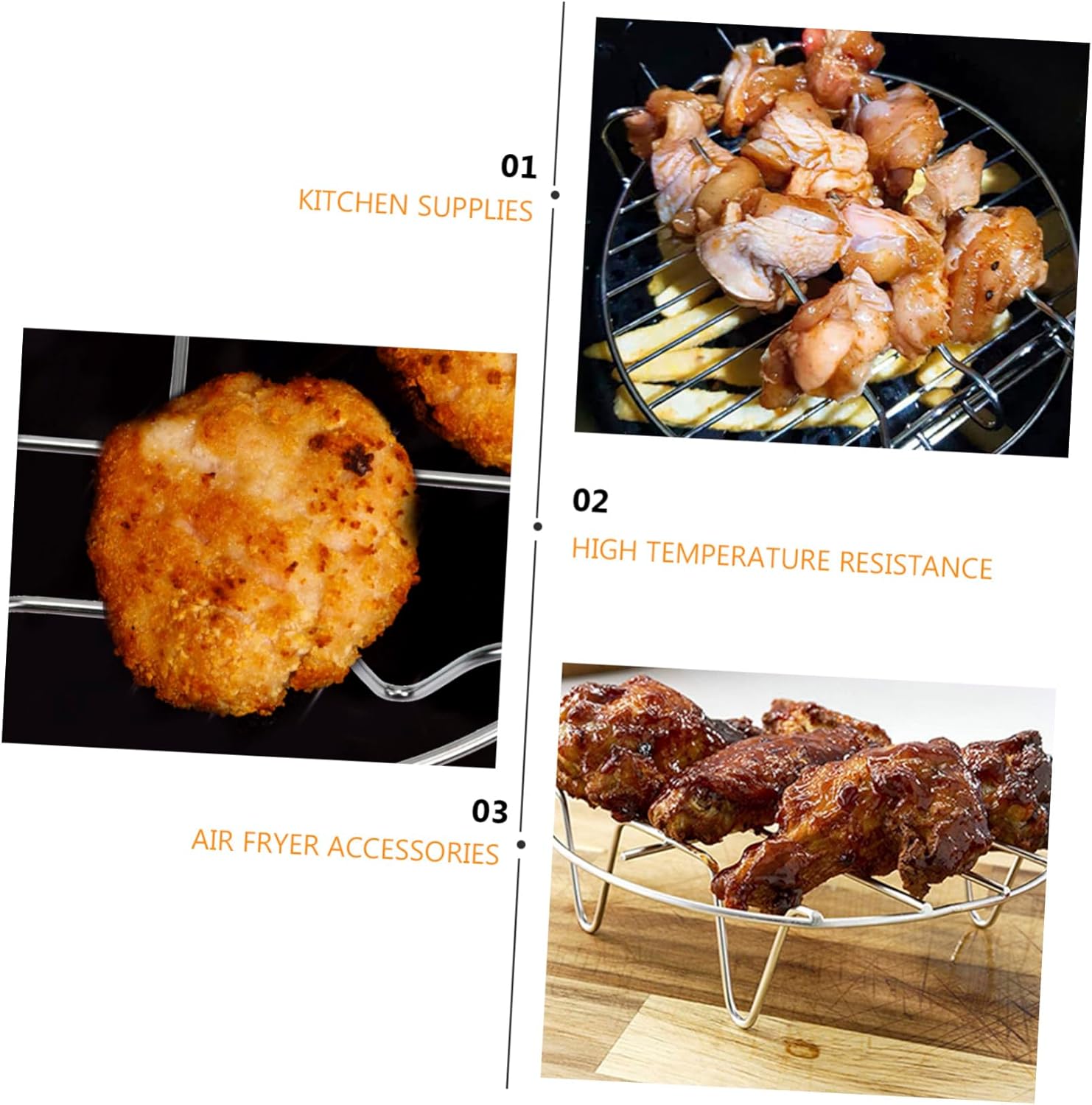 1set Air Fryer Pizza Baking Tray Skewers for Frying Grilling Roasting Baking Includes Mat Rack Accessories