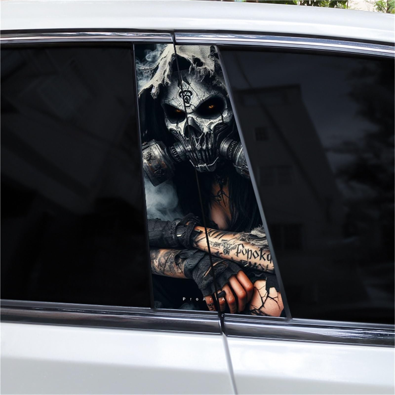 2pcs Skull Car Sticker Car B-Pillar Decal Vinyl Waterproof Decal DIY Modified Car Styling Car Door Pillar Sticker