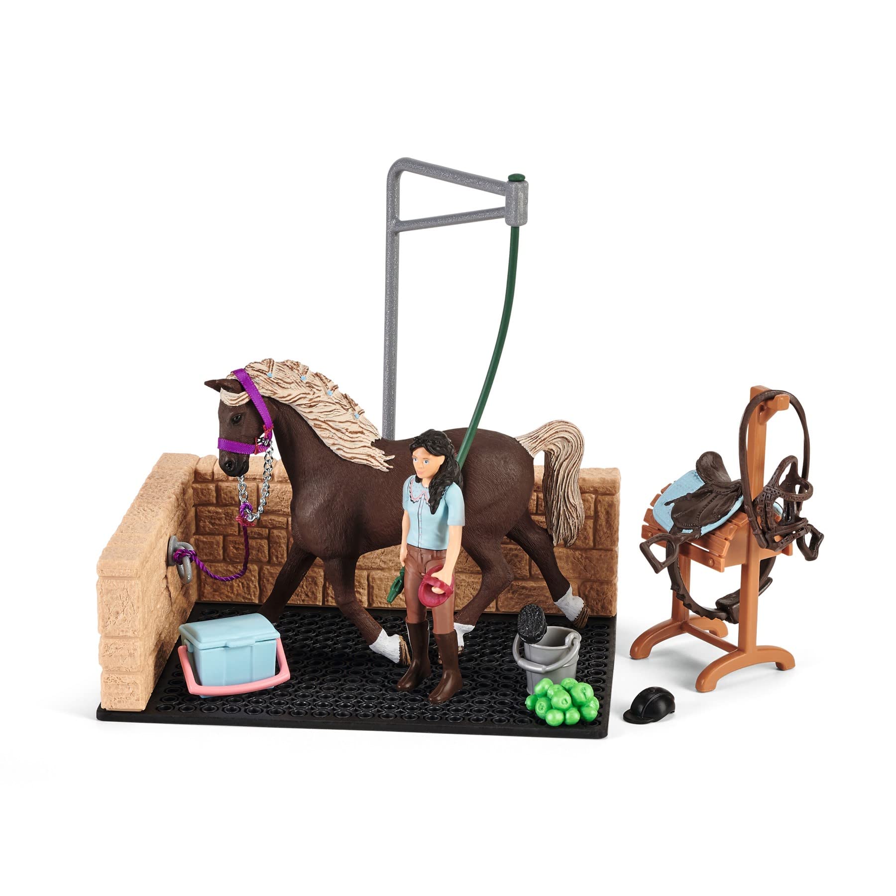 SCHLEICH 42437 Horse Club Pferdebox mit Horse Club Tori & Princess & 42438 Horse Club Waschplatz mit Horse Club Emily & Luna