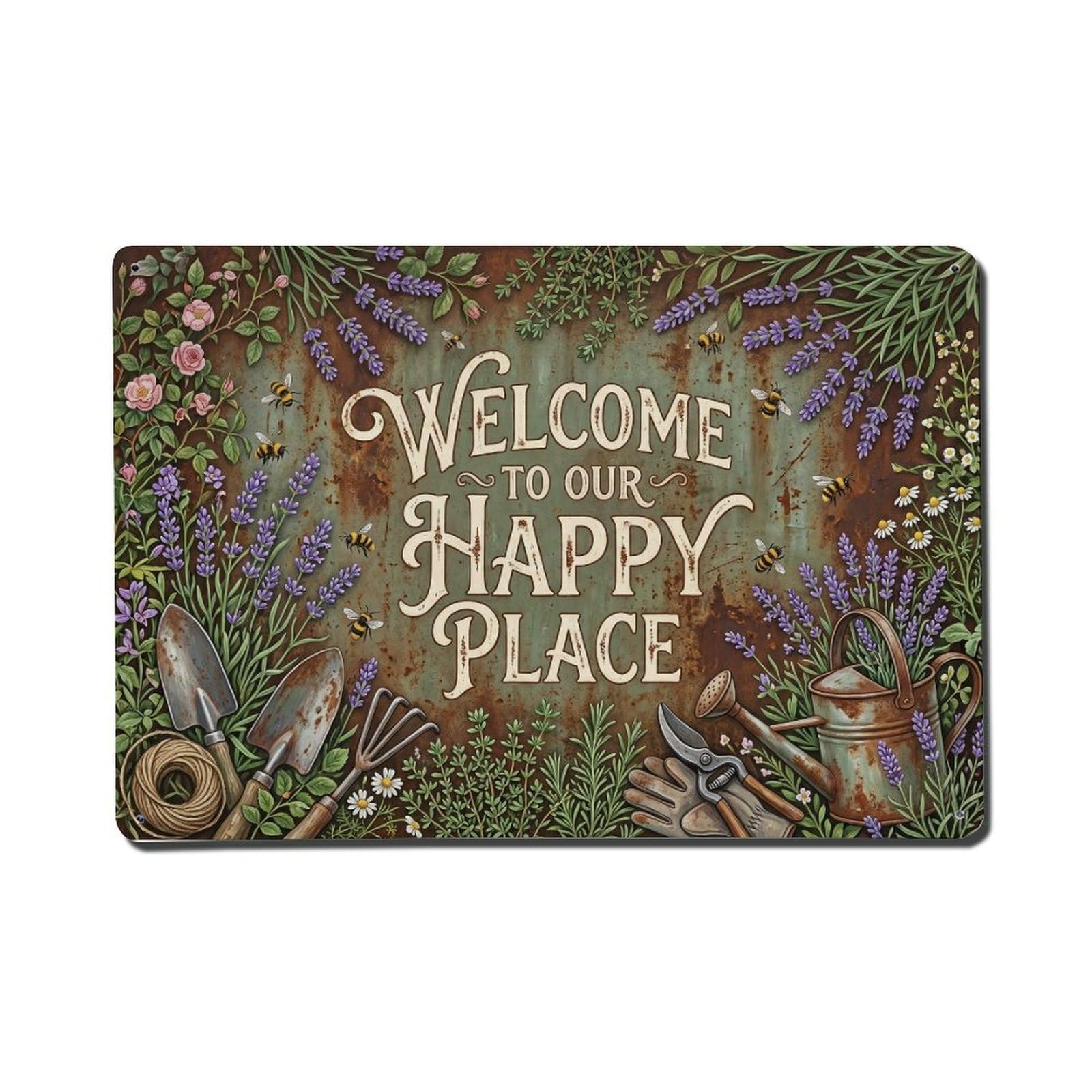 Welcome Cottage Garden Entrance 1 Metal Tin Sign Plaque Wall Decor for Cafe, Club Bar, Office, Home Garden Metal Poster 8x12Inch
