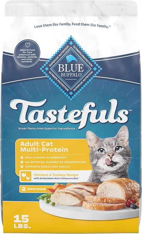 Ração seca para gatos adultos Blue Buffalo Tastefuls com frango e peru – 6,8 kg