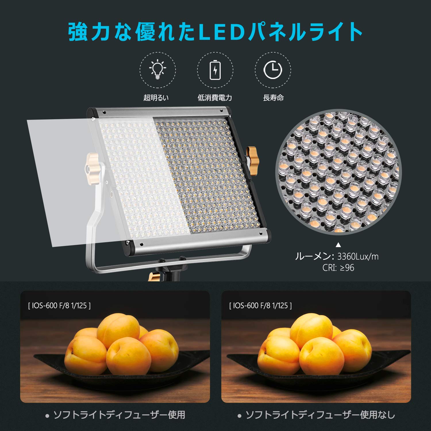 Amazon | NEEWER 2パック 480 LEDビデオライトとスタンドキット 調光 