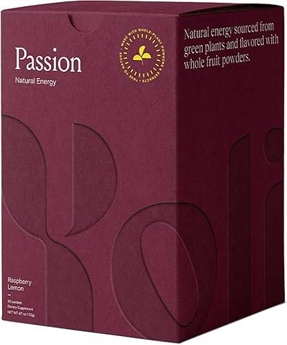 Yoli Passion Energy Drink Powder Mix - Mezcla de bebida energética natural para resistencia y resistencia 30 paquetes - Sabor a frambuesa y limón