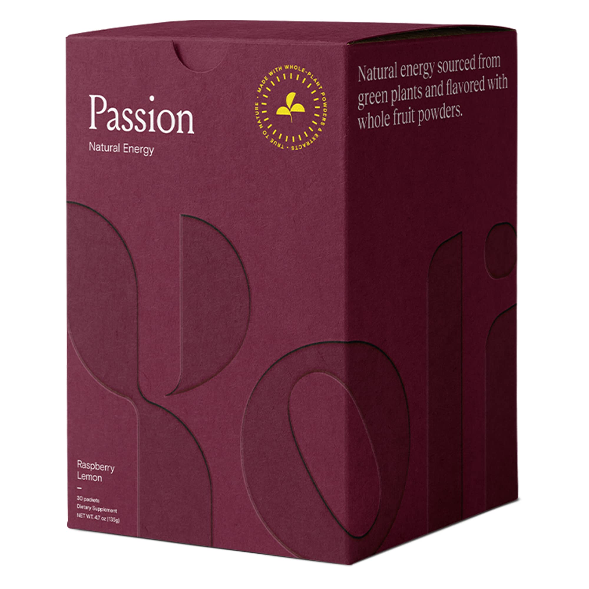 Yoli® Passion Energy Drink Powder Mix - Natural Energy Drink Mix for Endurance and Stamina, 30 Packets - Raspberry Lemon
