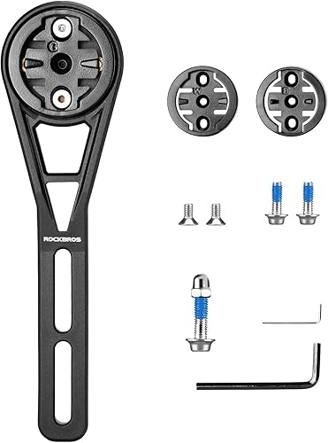 ROCKBROS Soporte para computadora de bicicleta en la parte delantera compatible con mesas de reloj convencionales, equipado con múltiples tipos de