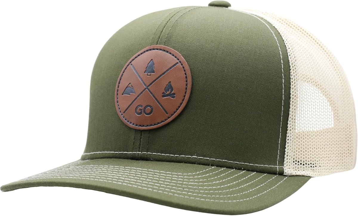 Sombrero de camionero [ GO Outdoors Design ] para hombre y mujer: Gorra de perfil medio con respaldo de malla transpirable y broche ajustable