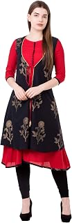 Women's Kurta With Gold Print Jacket