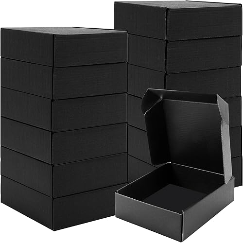 Yihurlm Cajas de envío pequeñas, paquete de 20 cajas de cartón corrugado negro, cajas de correo reciclables para embalaje de regalos de envío de