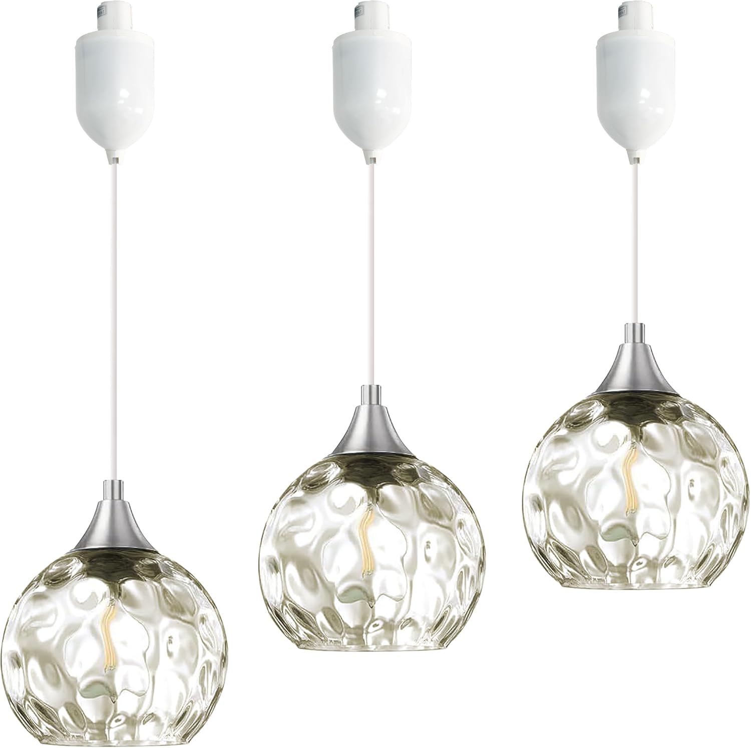 Kiven H-Type Track Lighting Pendants,Modern h Track Pendant Lights with Clear Glass Globe,Decorative Track Lighting Fixture Adjustable Height for Kitchen Hallway Restaurant Shop(3-Light)