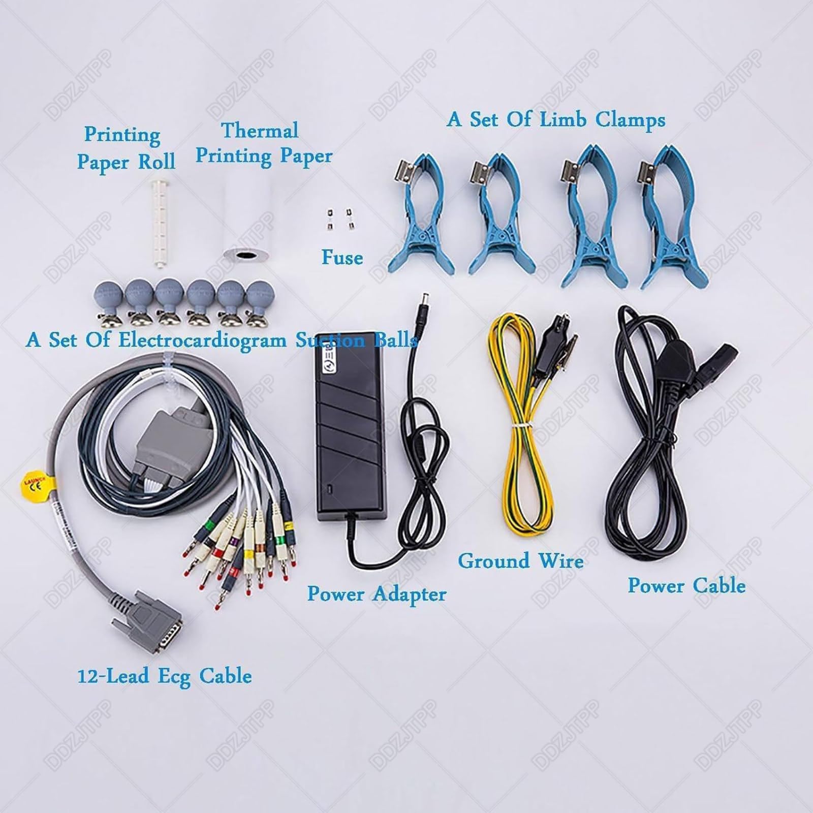 Monitor ECG Portatile, 3 Canali 12 Cavi Cardiofrequenzimetro, Schermo LCD a Colori da 3,5 Pollici, Elettrocardiografo, per La Casa, Ospedale