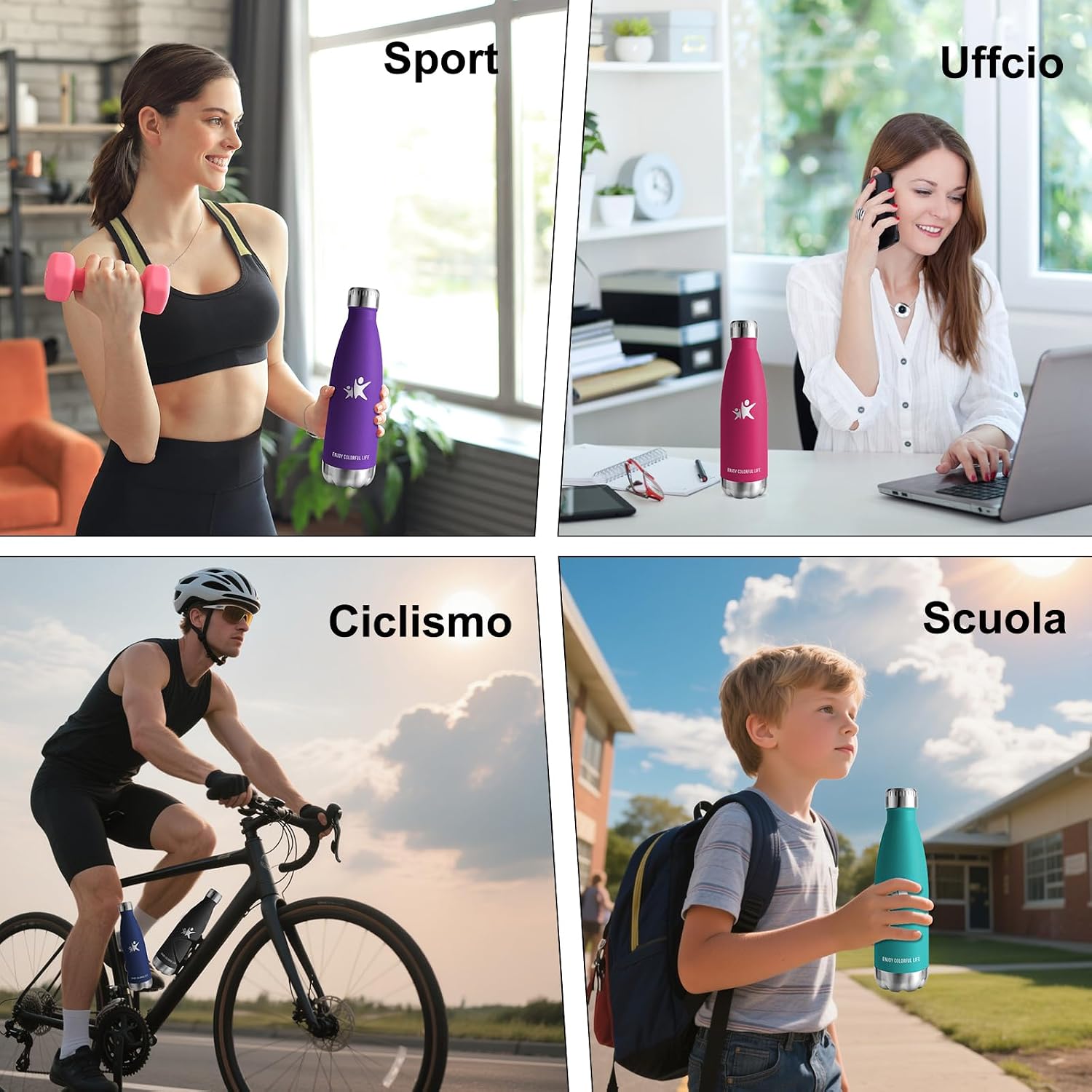 Drinking Bottle, 0.75 Litre, Stainless Steel, Leak-Proof, Cold and Warm, Suitable for Carbonated Drinks, BPA-Free, Double-Walled Water Bottle, for Travel, Camping, Hiking, Yoga