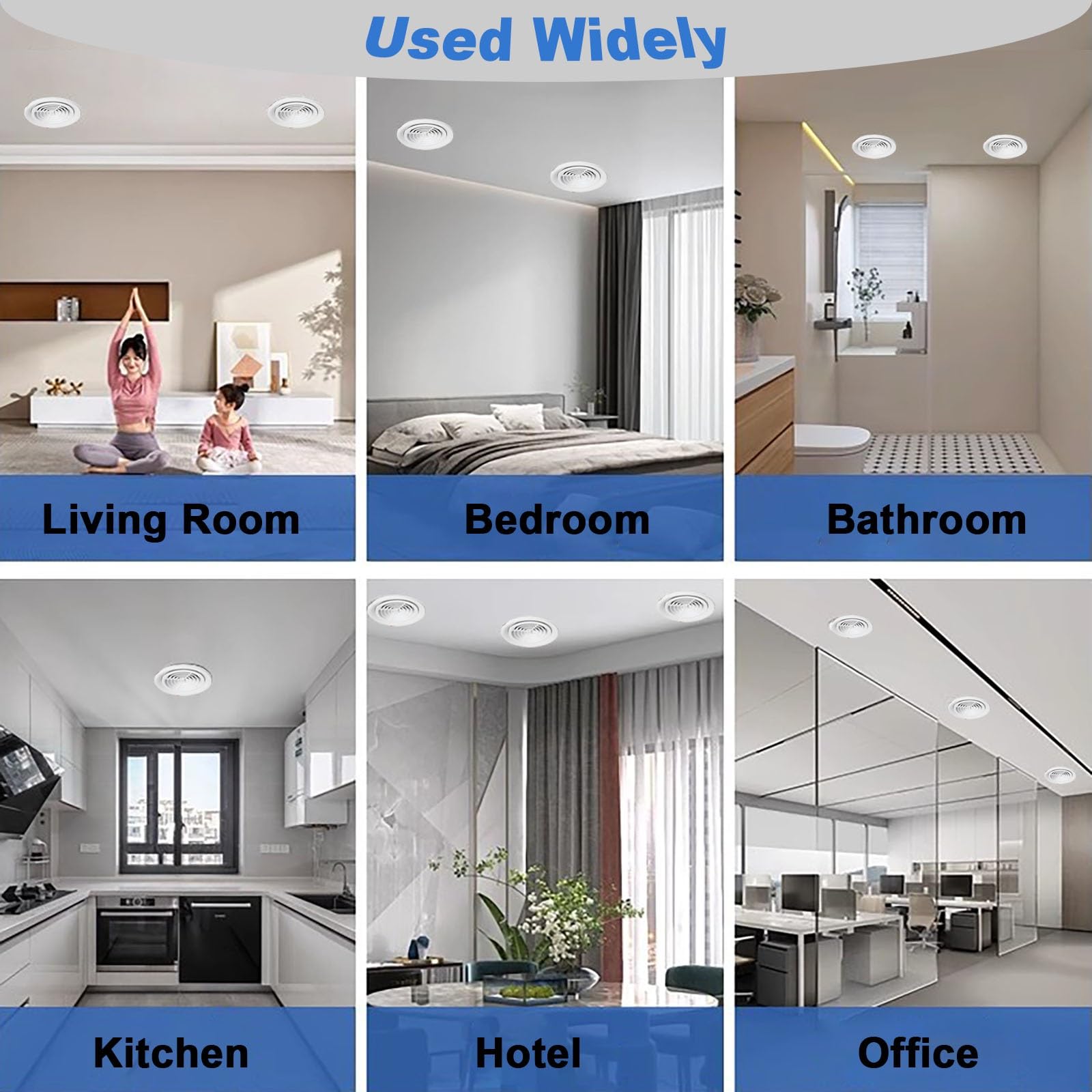 Modernas cubiertas de ventilación de techo de plástico, rejillas de ventilación redondas empotradas para oficinas, hoteles y restaurantes, rejillas de ventilación de escape con rejilla de 165 mm, tapa