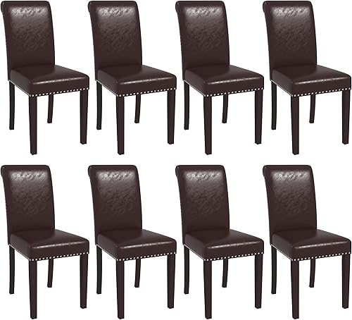Miniatura 16 de Westice Juego de 4 Sillas de Comedor Tapizadas en Tela Sillas de Cocina Silla Lateral de Comedor con Ribete de Tachuelas y Patas de Madera de Caucho