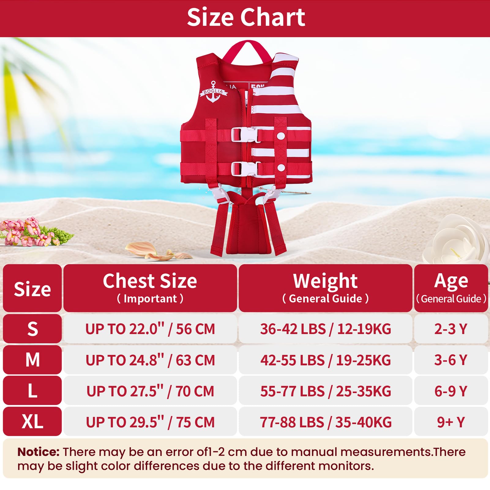 PROTAURI Bambini Giubbotto da Nuoto - Ragazze Ragazzi Giubbotto Galleggiante Bambino Gilet Swim Vest Neoprene Costume da Bagno Imparare a Nuotare Aiuto 2-9 Anni/50N