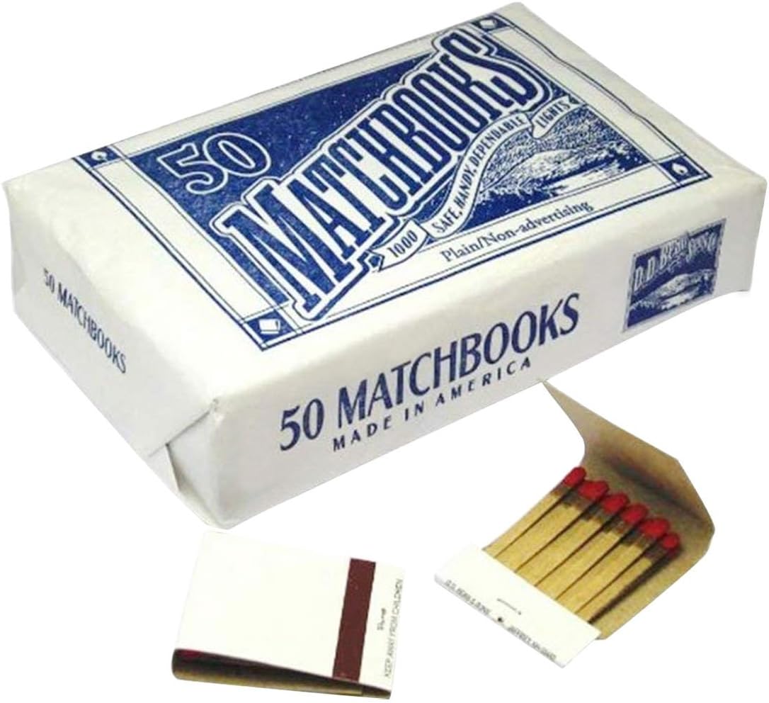 50 Matchbook Box, White, Adult, 1000 Matches