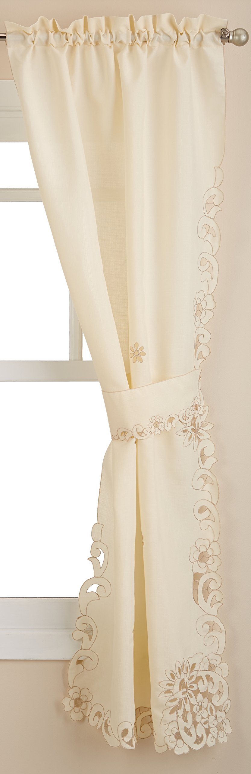 LORRAINE HOME FASHIONS Litchfield Window Curtain Panel, 60 x 84, Ecru/Toast