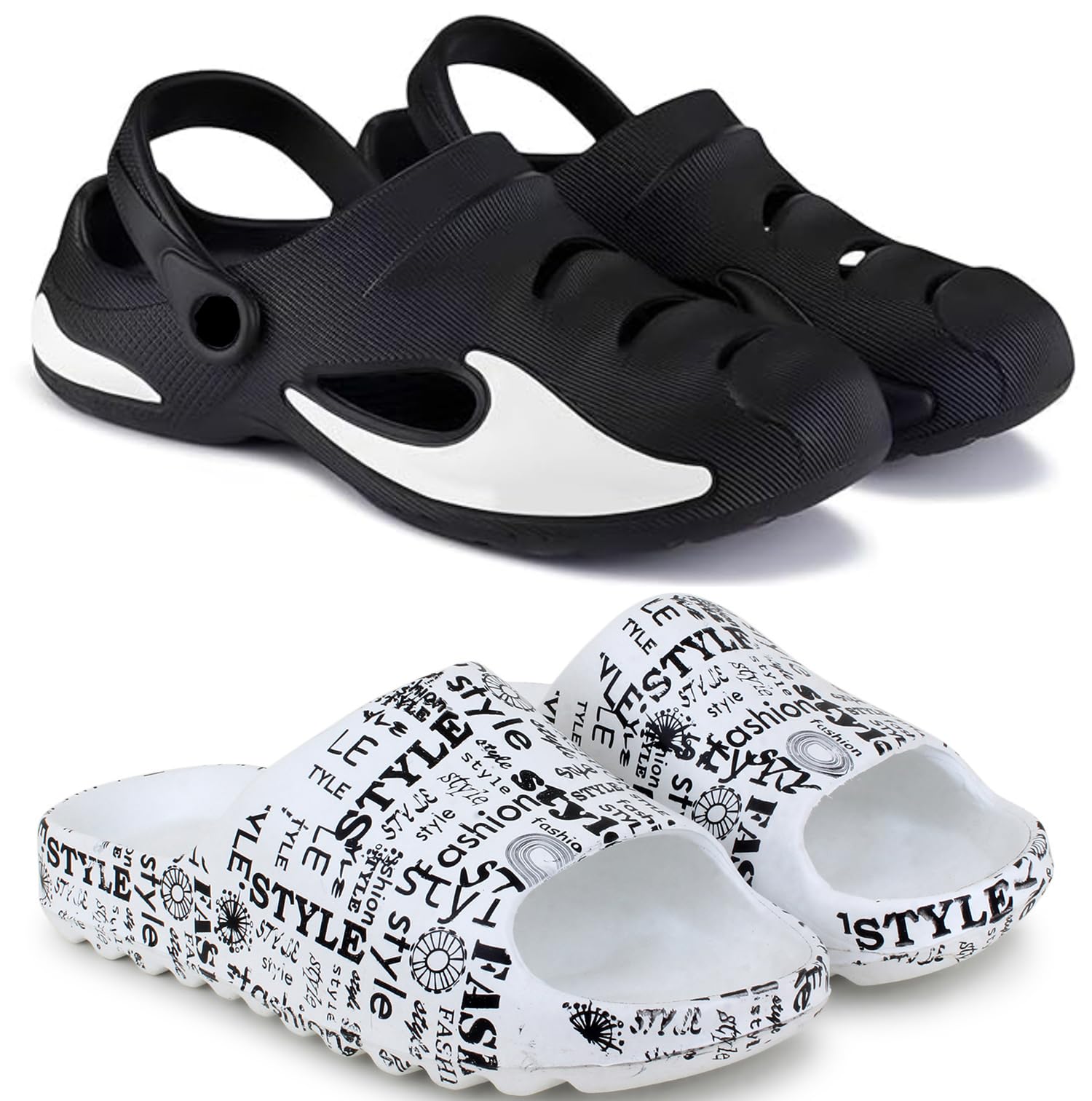 pampy angel Combo Pack of 2 Slipper/Flip Flops/Slides/Clogs/Sandals for Men (Clog-700 Vs YEE-Eyes & Style)-picture-25