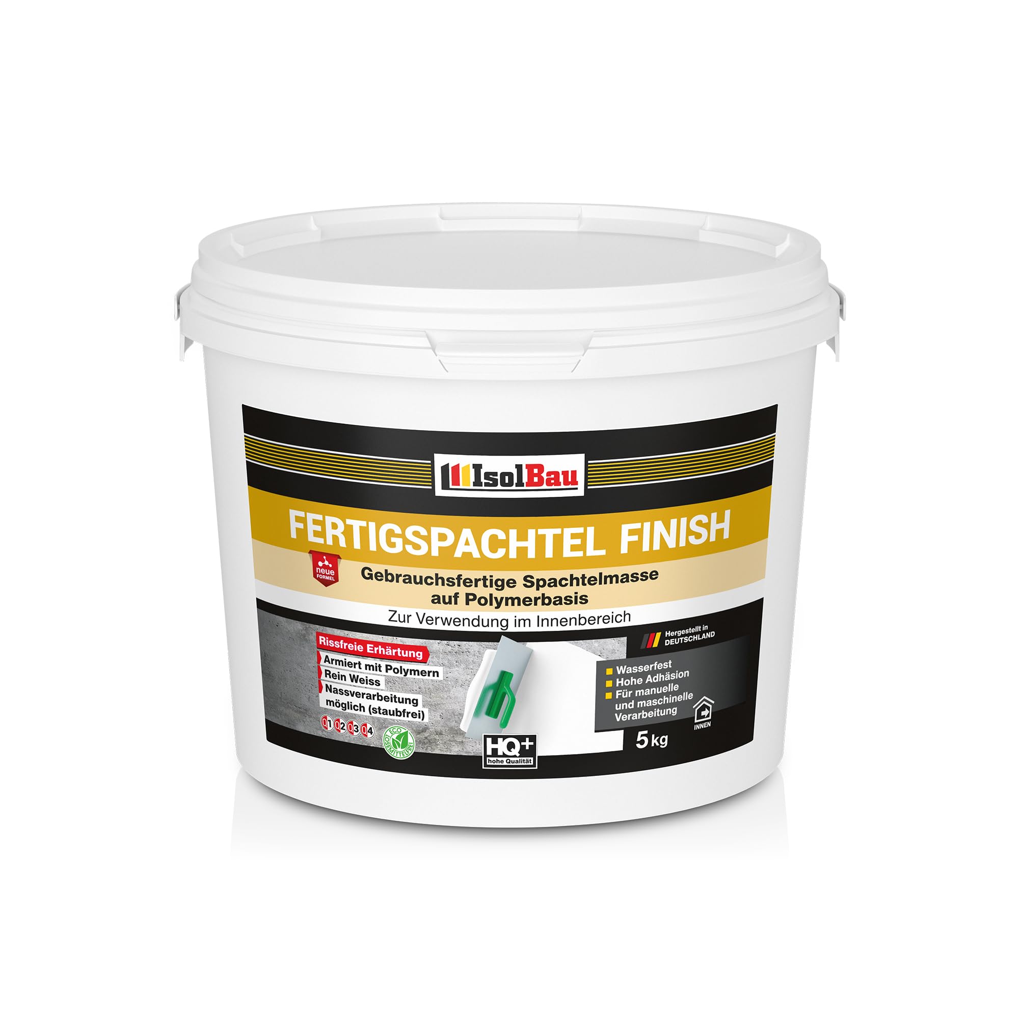 Isolbau Fertigspachtel | Fertigspachtel Finish 5 kg – Glätt- und Fugenspachtel, Polymer-Gips, Innenbereich, Weiß