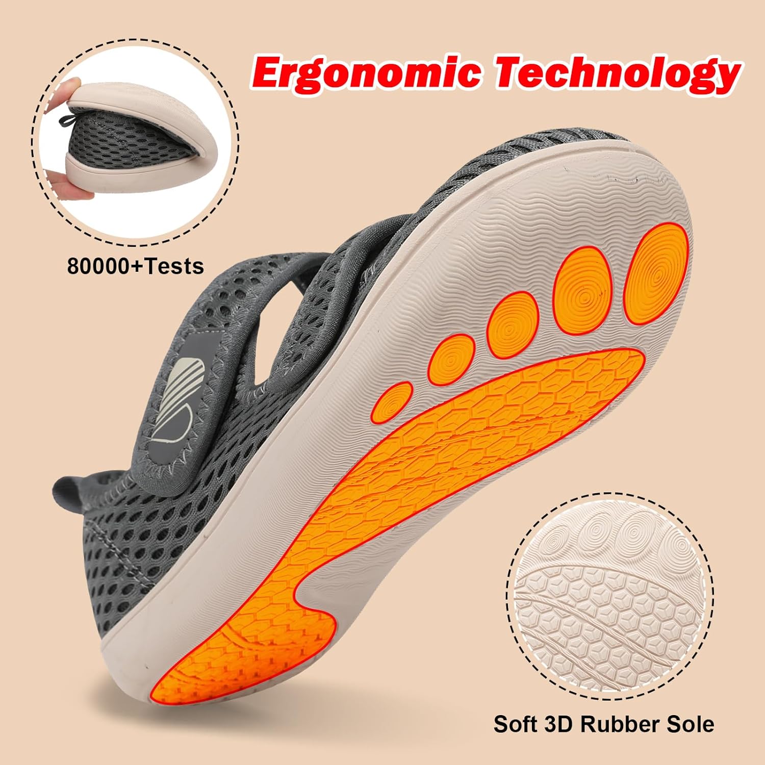 Besroad Womens Walking Shoes Wide Diabetic Adjustable Barefoot Casual...