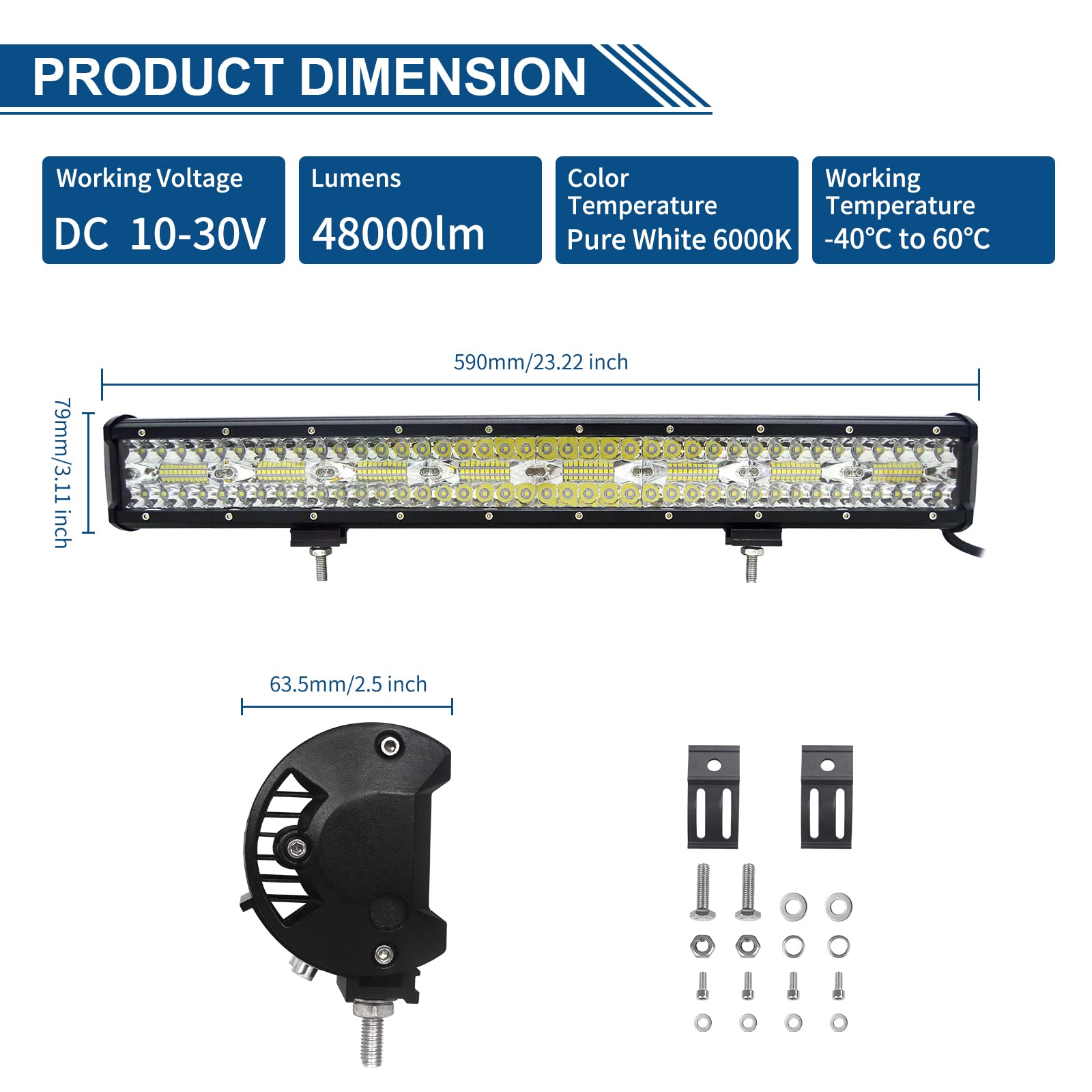 Willpower 23 cale 58 cm 480 W LED światło bar punkt powódź Combo Beam 12 V 24 V światła drogowe wodoodporne robocze lampy przeciwmgielne do samochodów terenowych ATV SUV samochód łodzi światło