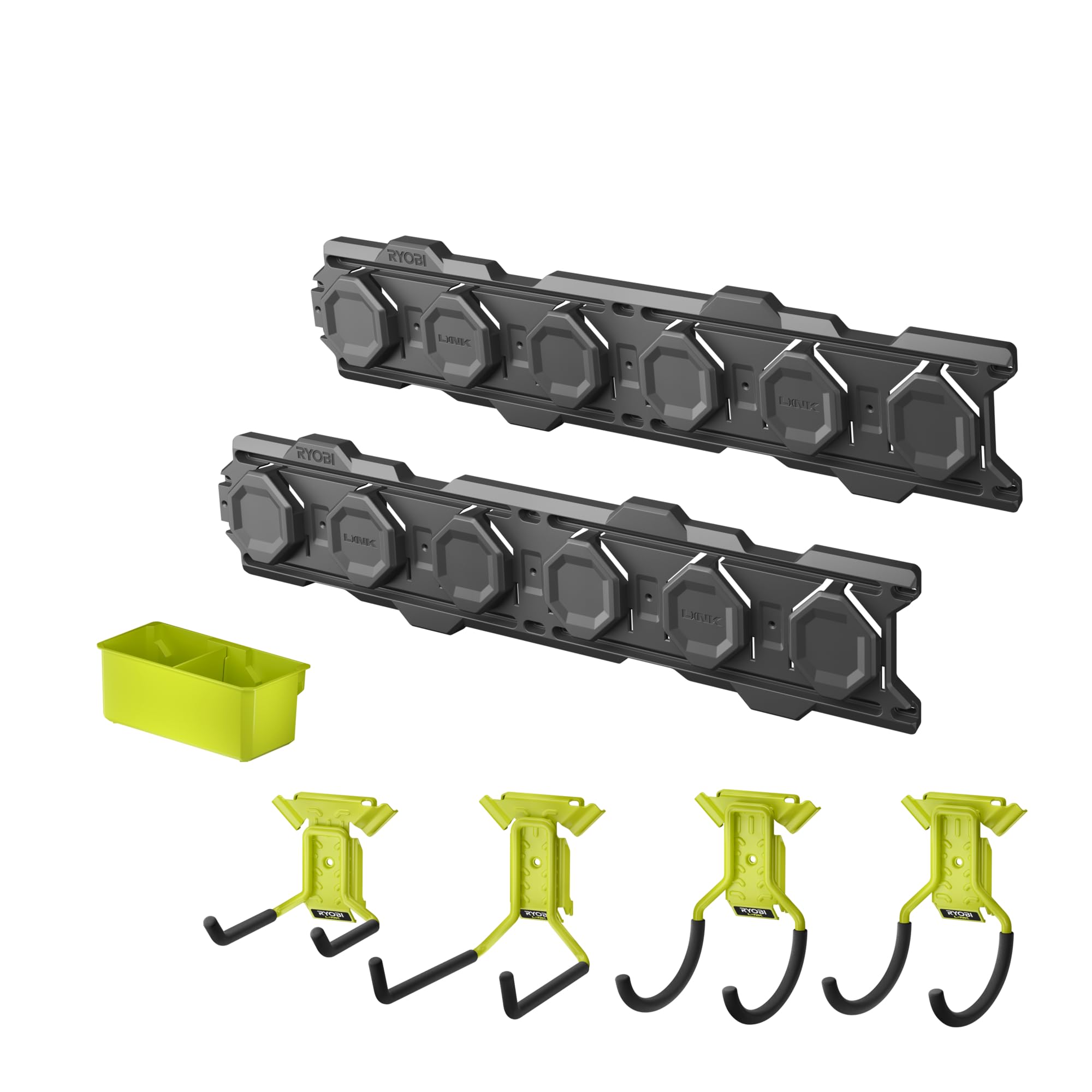 RYOBI - Pack Démarrage Mural LINK - RSLWPK-7PC - Rangement Modulaire, Rails, Crochets, Garage Organisé