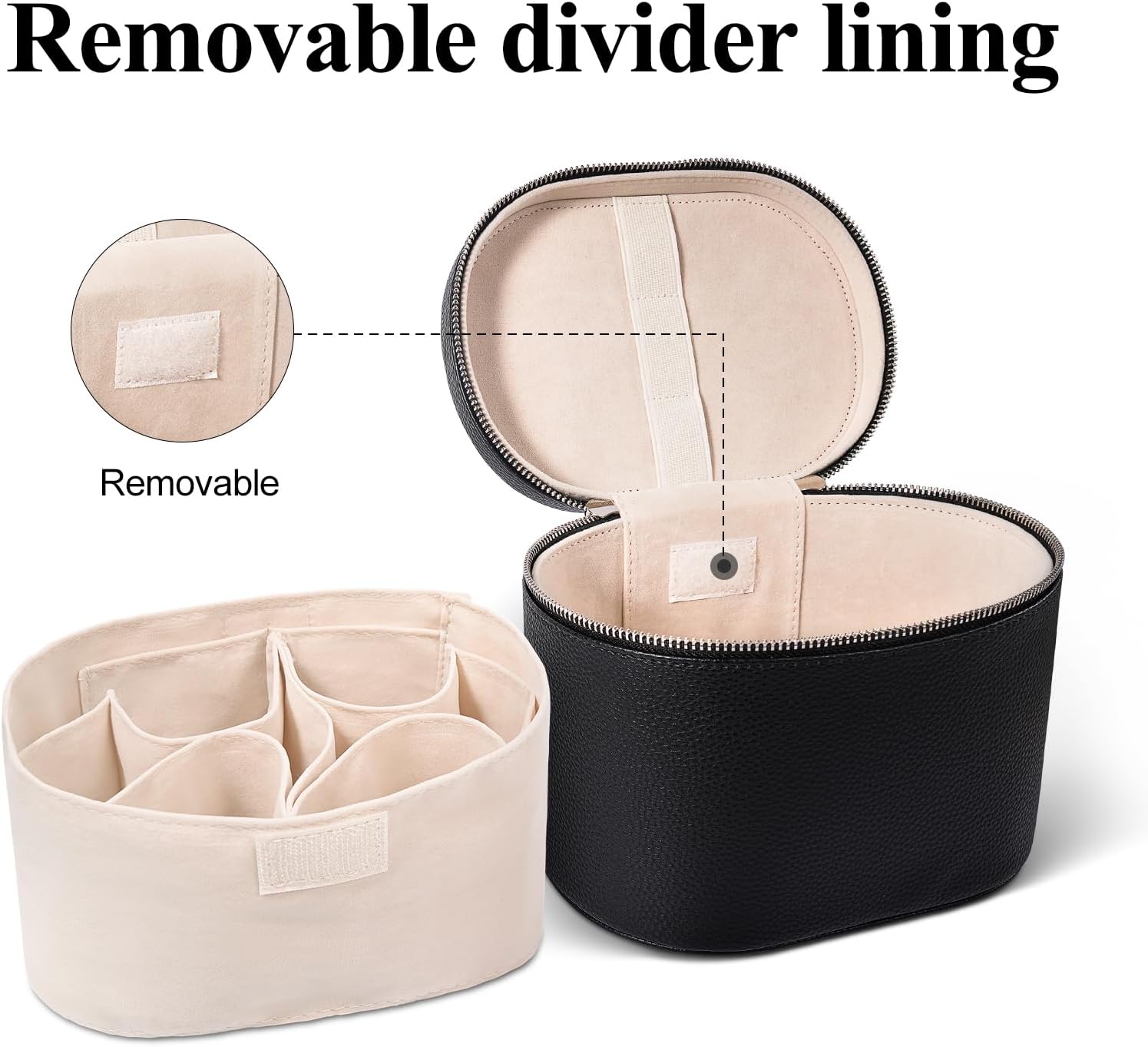 Makeup Bag, Travel Make up Case with Compartments and Handle, Portable Cosmetic Organizer Bags,Toiletry Bag for Women - Image 3