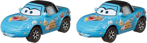 Disney Cars Toys Paquete de 2 Dinoco Mia & Dinoco Tia, vehículos de personajes favoritos de los fanáticos fundidos a presión a escala 1:55 para