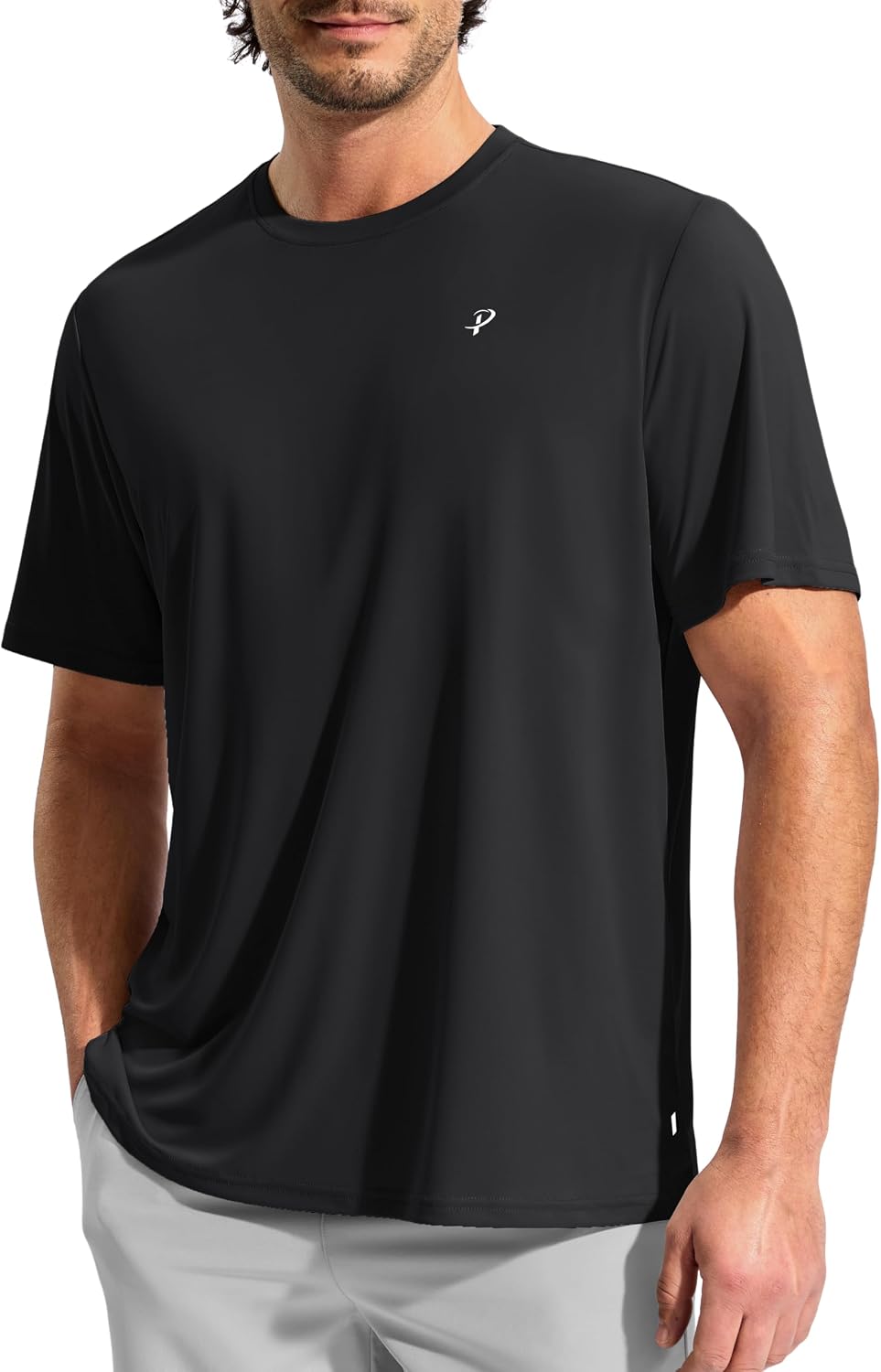 Pudolla Men's Rashguard Swim Shirts Short Sleeve UPF 50+ Sun Protection SPF Quick Dry Lightweight Water Beach Tops