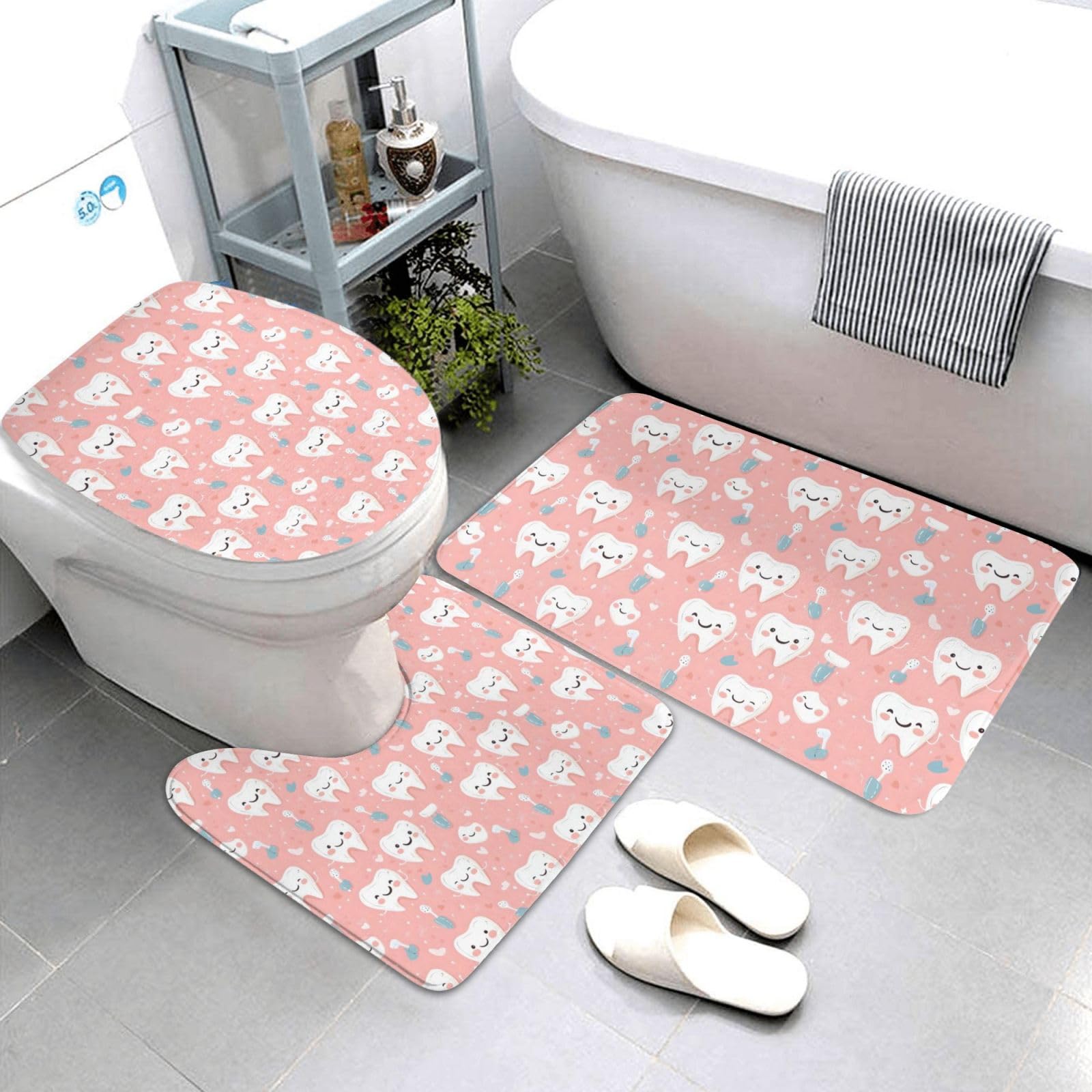 Tapis de salle de bain antidérapant lot de 3 pour éviter les glissades