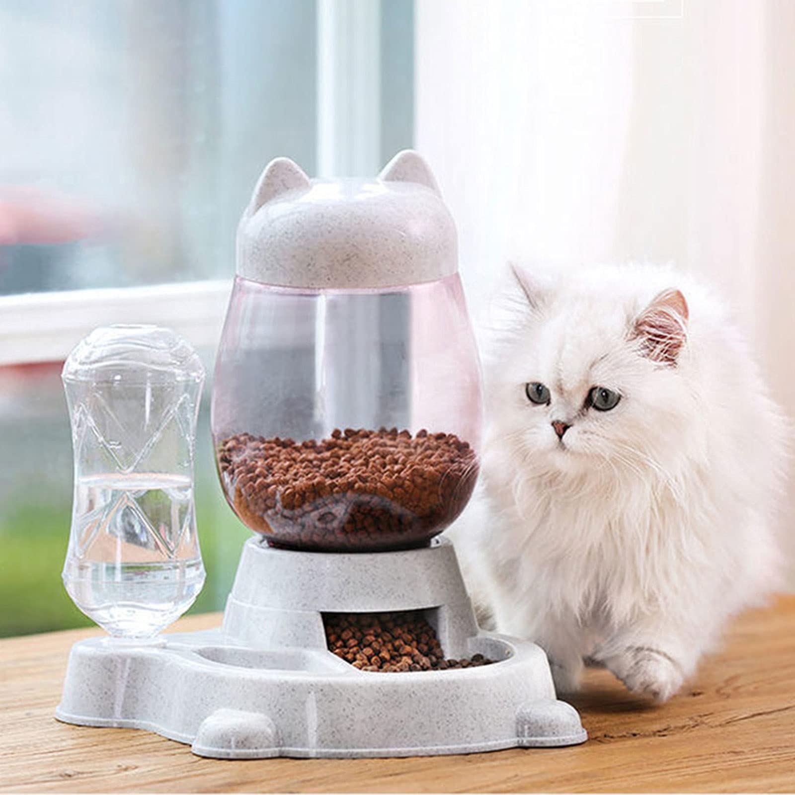 RTHGTFGW Gamelle Chien Boire Automatique Chat Chaton Distributeur d'eau Dog Food Bowl Abreuvoir Non Humide Bouche Antioverturning Pet Alimentation Conteneur (Color : Grey)