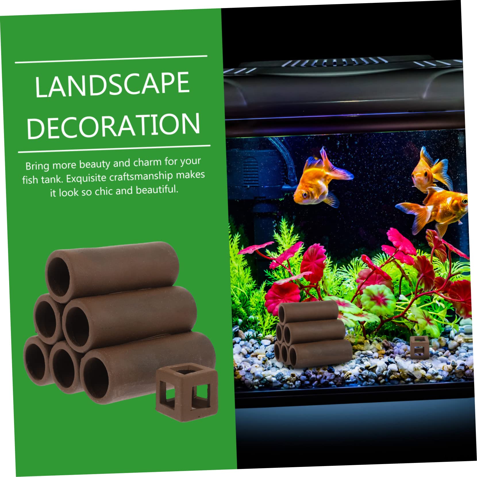 BESPORTBLE 5 Juegos De Decoración para Pecera Cueva para Esconder Peces Adornos Paisajísticos para Acuario Accesorios De Cerámica para Pecera 2 Piezas X 5