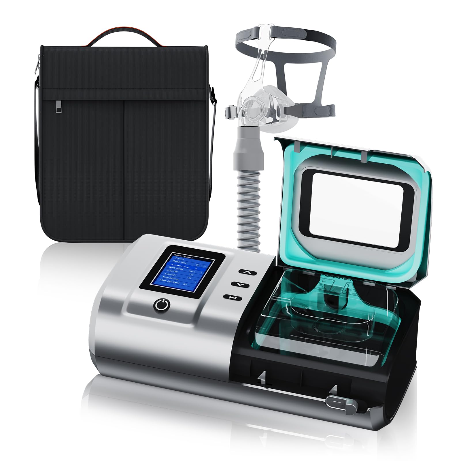 Equipo de respiración para dormir totalmente automático, dispositivo antironquidos, dispositivo de apnea del sueño, dispositivo con juego de mascarillas nasales, mejora el sueño, análisis e informes