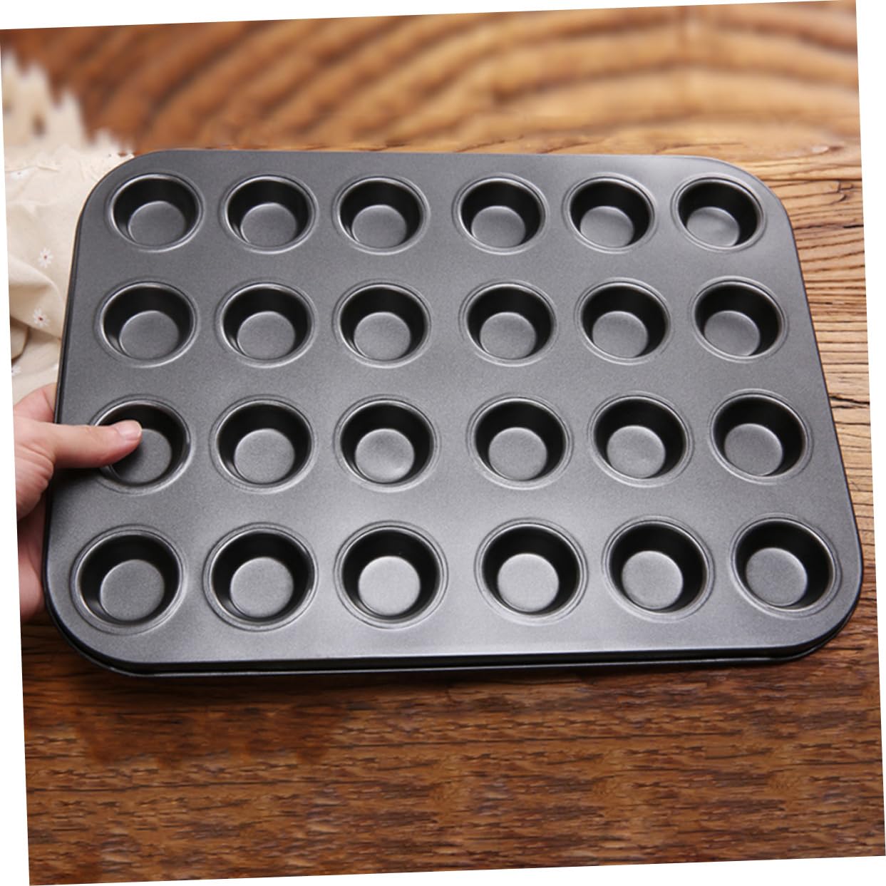 LABRIMP Moldes Antiadherentes para Muffins y Pudín 24 Cavidades Mini, Acero Carbono Revestido, Distribución Uniforme del Calor, Aptos para Repostería Casera, Set 2 Piezas
