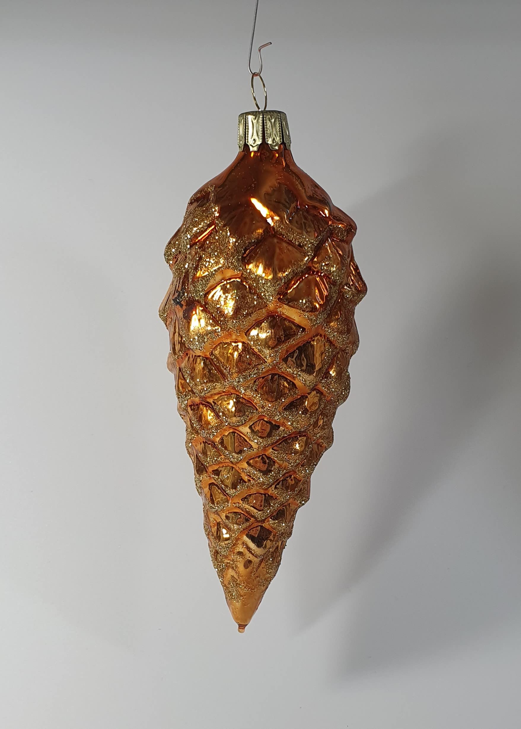 Thüringer Christbaumschmuck Exclusiv Gold Braun Kupfer Zapfen 12+16cm Handarbeit Germany 6er Set