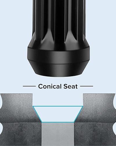 Miniatura 5 de Nemtor Tuercas de llanta M12x1.25, 12mmx1.25, tuerca de llanta negra, 20 piezas de extremo abierto, 2.362in de alto para Infiniti, para Nissan, para