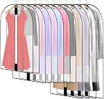 Pwsap 12 Couvre-robes respirants avec fermeture éclair, couvre-vêtements suspendus Sacs de robe Couvres de sacs de rangement pour hommes en mousse (proof de la mousse) Couverture de poussière de sac pour le rangement et les voyages d'armoire