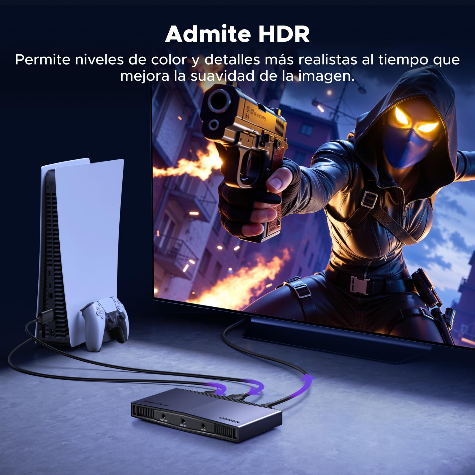 UGREEN Tarjeta de Captura de Video HDMI 4K 30Hz USB-C 3.2, Grabación y Streaming 4K 60Hz, Salida en Bucle, Compatible con PS5/4 Pro, Xbox Series X/S/One, Switch 2, MacBook, PC, iPad, Cámara
