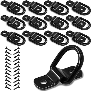 KOPKIO 12PCS D Ring Cargo Tie Down Anchors 1/4" D-Rings Tie Down Lashing Ring for Trailer Truck Pickup Camper Surface Mount,Heavy Duty Tie Down Ring 2400 Pound Capacity