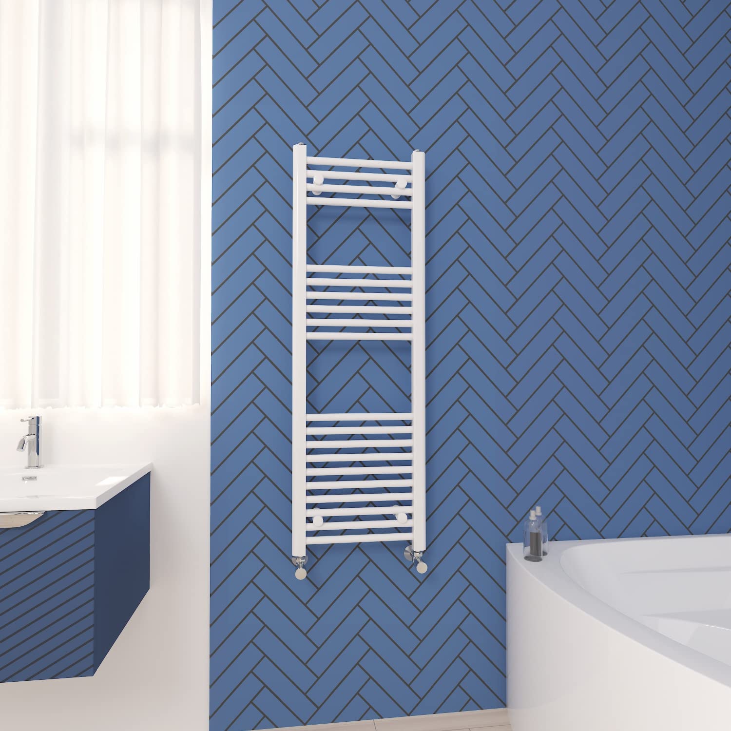 NRG Straight Central Heating Towel Rail Bathroom Radiator White 1200×400mm