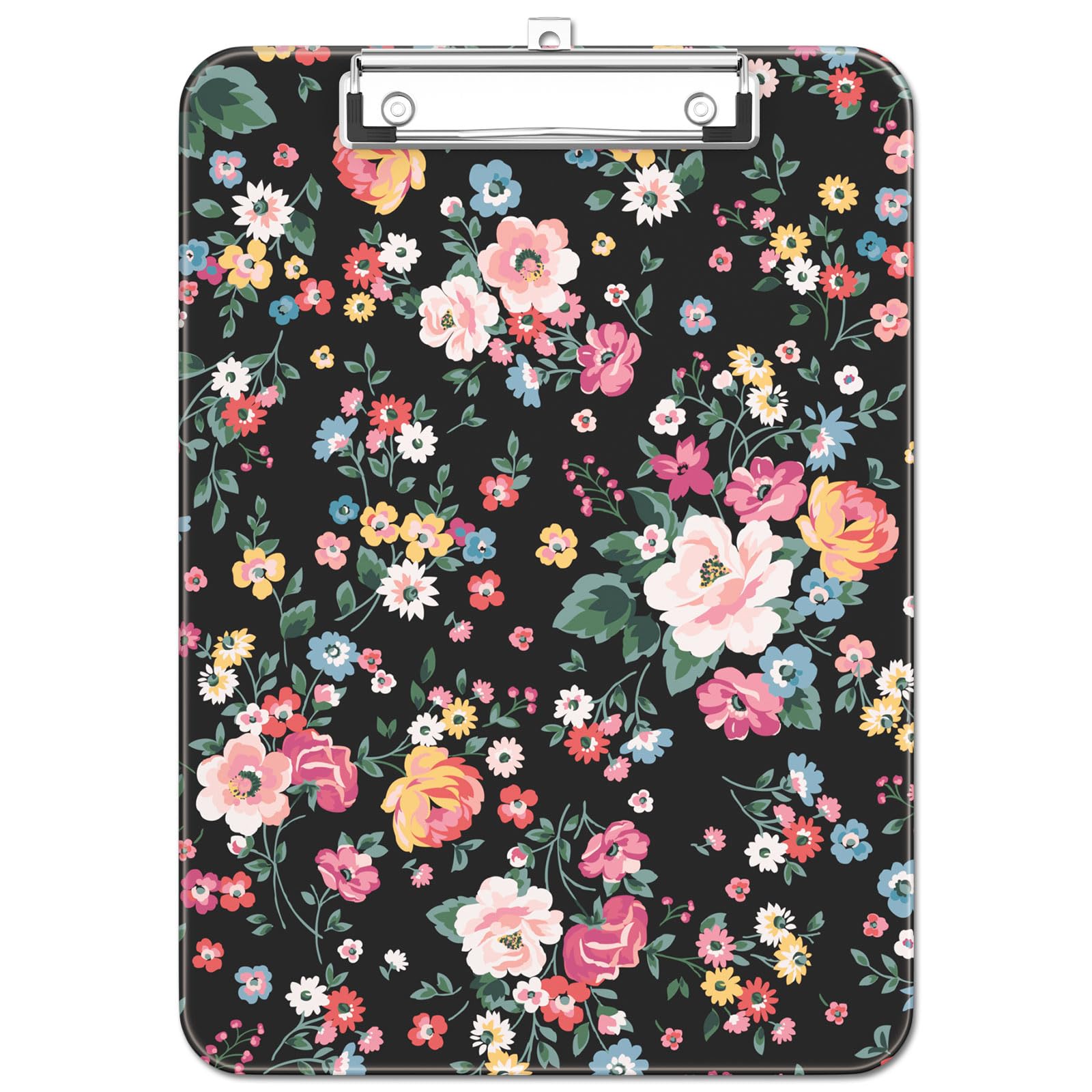 Luminzo Kunststoff Klemmbrett A4 Metallklammer für Lehrer, Vintage Flower | Kunststoff-Brett mit Aufhängeöse, praktisches Design für Schule und Krankenpflege, robust und leicht