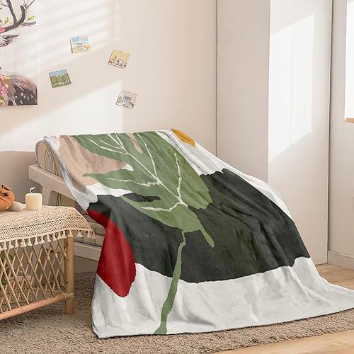 Miniatura 3 de Manta de franela de forro polar con patrón abstracto de arte moderno, 60 x 80 pulgadas, suave y acogedora, manta mullida para invierno y otoño,