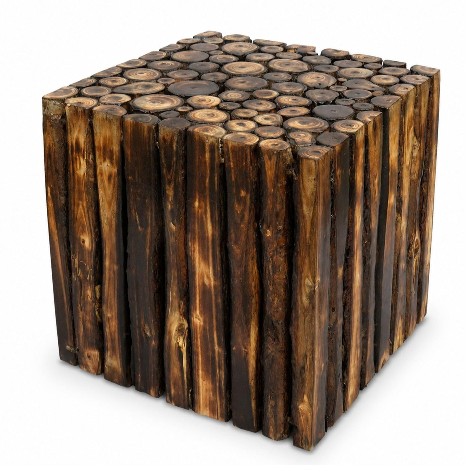 SMARTS COLLECTION Bamboo Square Side Table | Perfect for Living Room or Bedroom Furniture Bamboo Construction | Brown-image-43