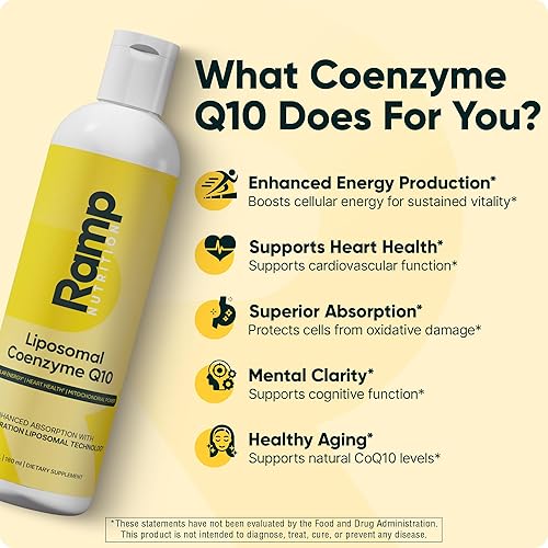 Miniatura 5 de Ramp Nutrition Líquido liposomal CoQ10  Coenzima Q10 de alta absorción para el corazón, la energía y el apoyo celular  30 porciones