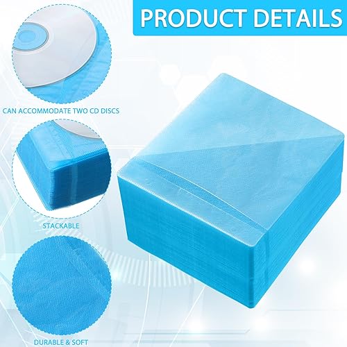 Miniatura 2 de Harloon 200 fundas de disco de plástico de doble cara para carpetas de almacenamiento en blanco, soporte de disco para reemplazo de protección (azul)