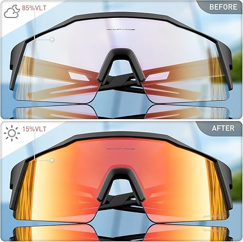 Miniatura 3 de KAPVOE Gafas de ciclismo fotocromáticas MTB Gafas de sol transparentes para bicicleta de montaña, gafas de transición, deportes de béisbol y correr