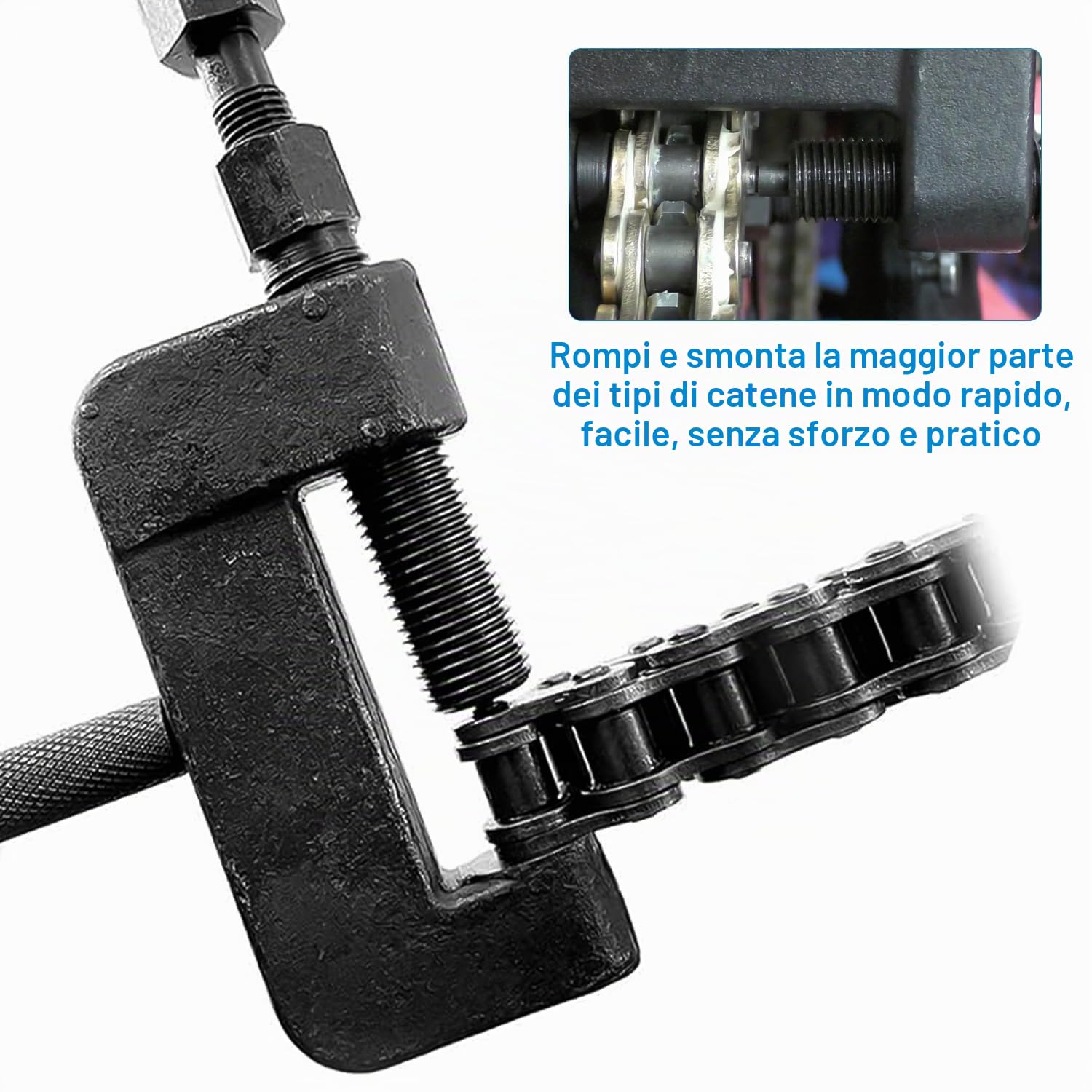 13 pezzi Smagliacatena Moto Bici, Separazione Della Catena della Moto, Moto Catena Riparazione Strumento, Smontacatena Moto, Strumento per Tagliare Catena per Moto, Kit Catena Moto