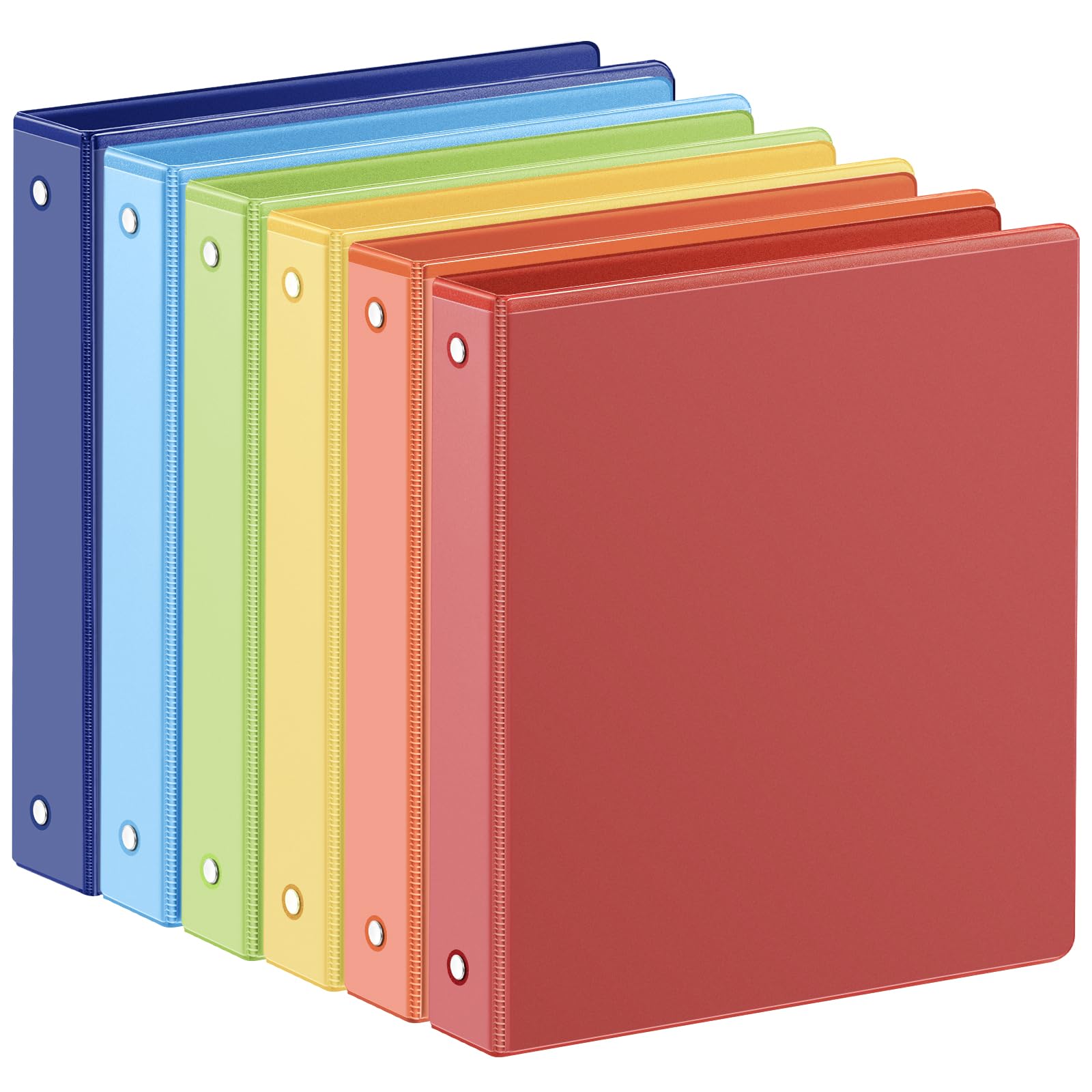 SUIN 1-inch 3 Ring Binder with 2 Interior Pockets, 1''Durable Binders Holds US Letter Size 8.5'' x 11'' Paper - Versatile Binders for Office, Home, and School Use, 6 Pack, Assorted Rainbow Colors